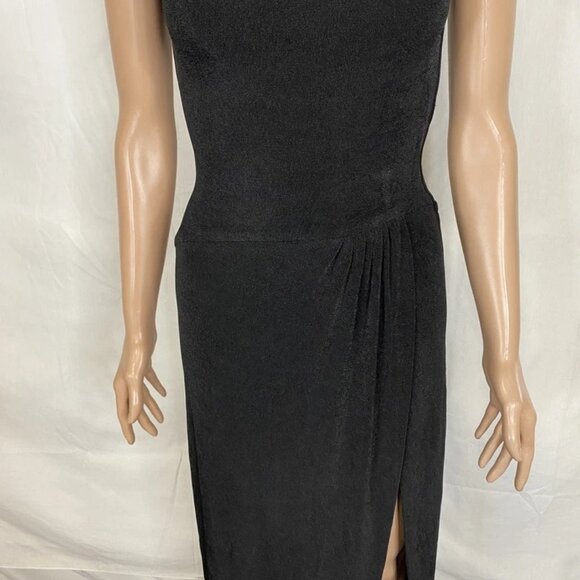 Khanum’s Women’s Sleeveless High-Slit Jersey Knit Long Dress – Black – Size S - Picture 9 of 11